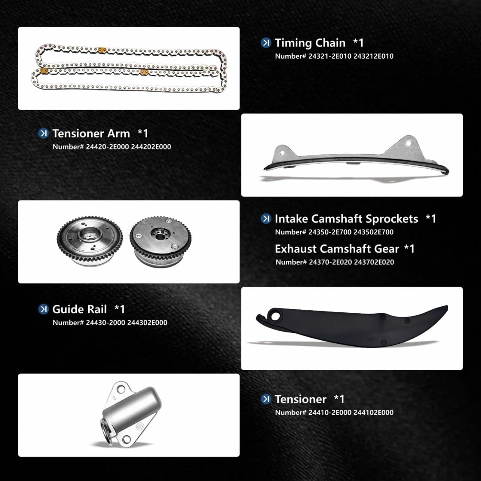 Catena di distribuzione dell'acciaio inossidabile stabilito 24300-2E000 per la catena di distribuzione automobilistica dell'acciaio inossidabile della sostituzione del motore
