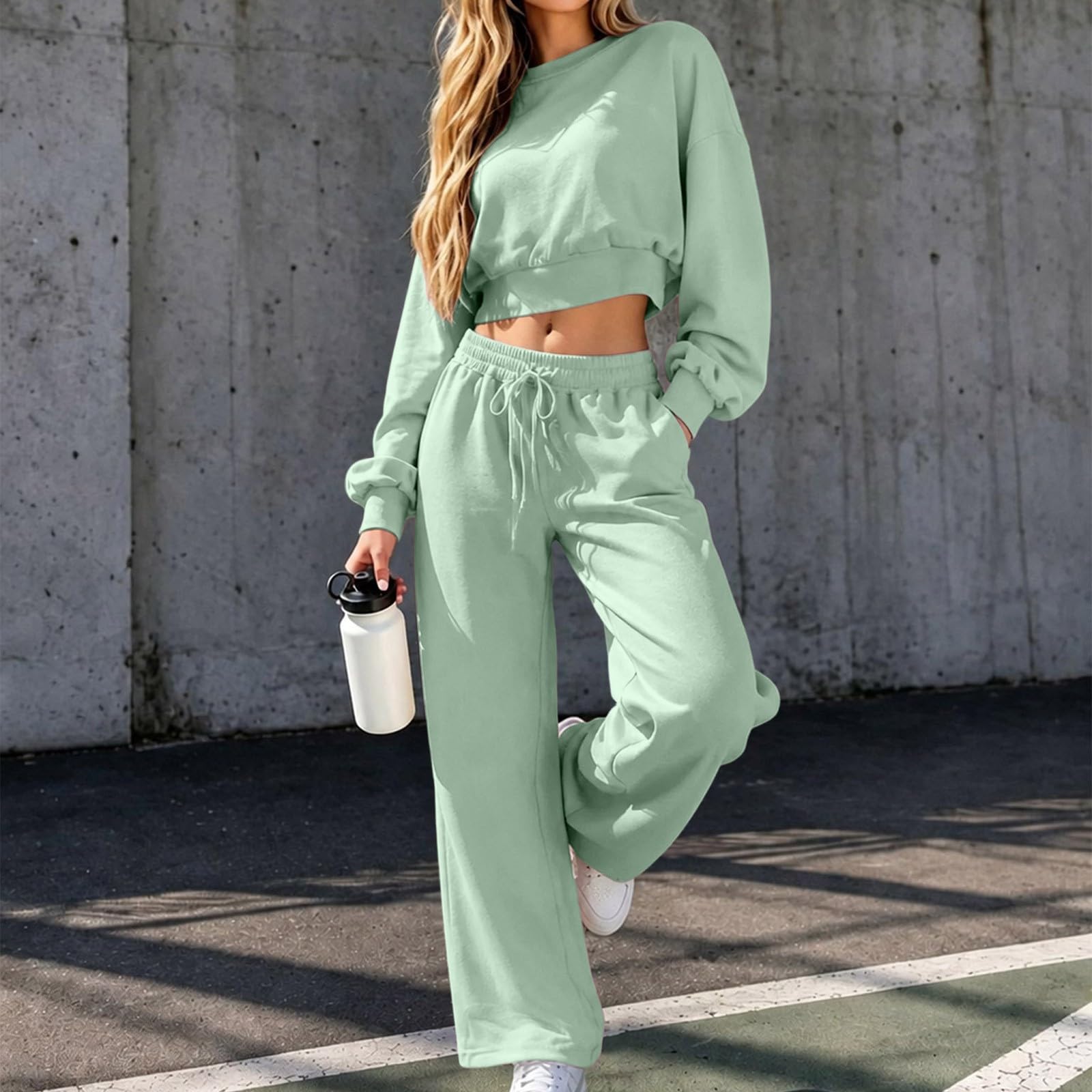 LUCKME Tuta Sportiva Donna Felpa e Pantaloni Completo Ginnastica Fitness