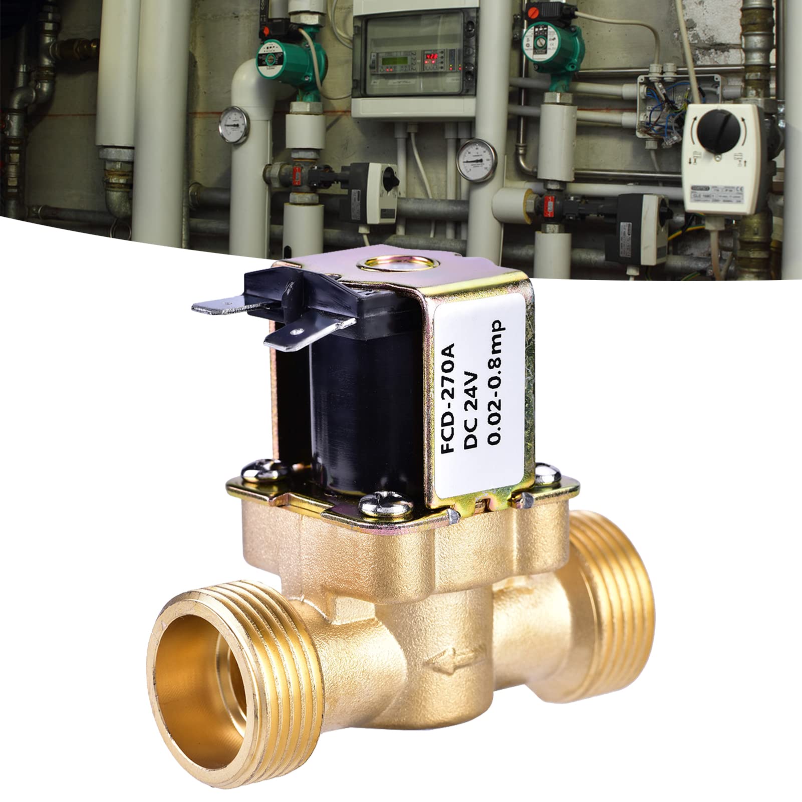 Artillery Electrovanne, 3/4" DC 24V Normalement Fermé En Laiton Électrique Electrovanne pour Le Contrôle de L'eau Vannes de Commutation de Débit pour Le Contrôle de L'eau, Vanne solénoïde d'eau