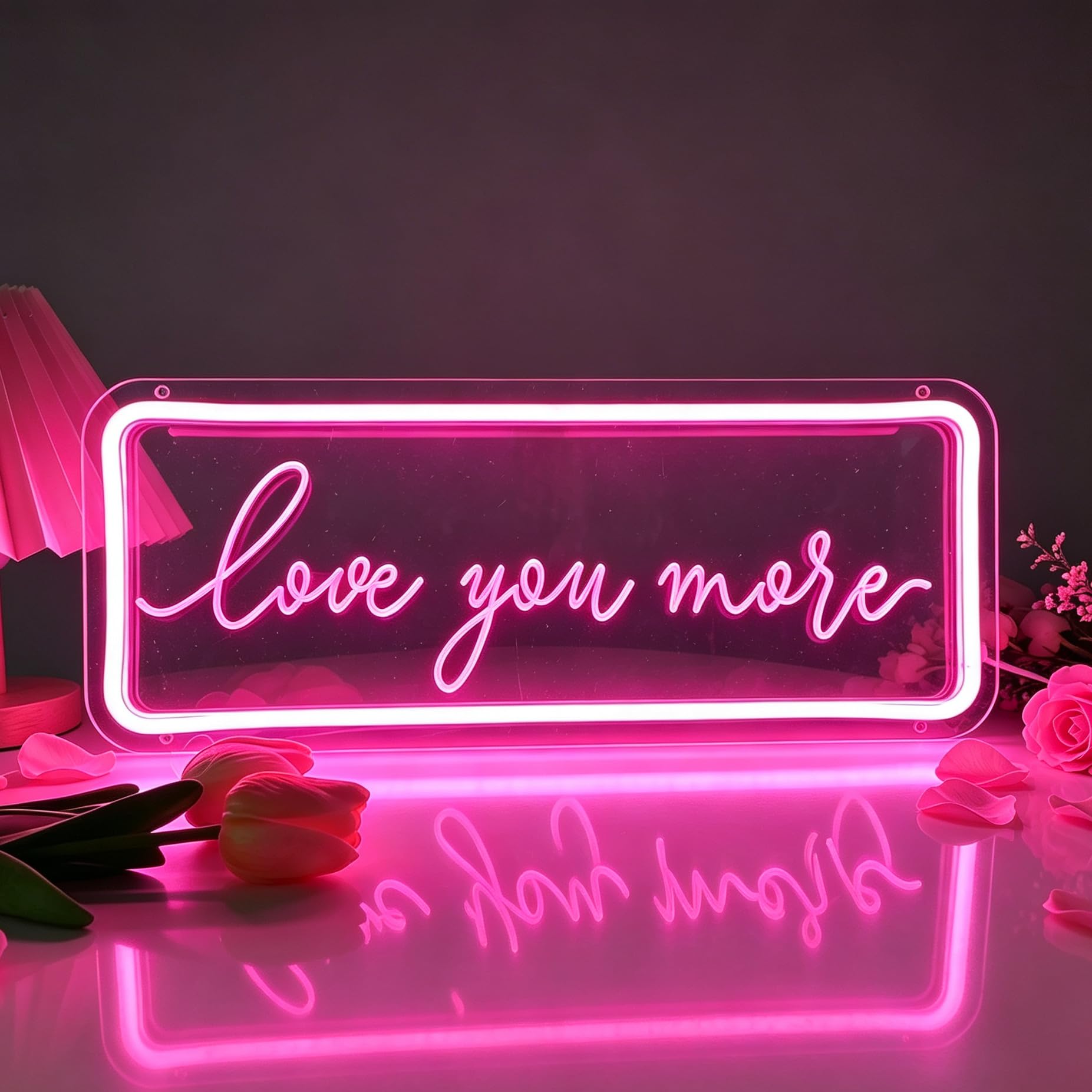 Valentine’s Day Decorations Love You More Neon Sign, USB Powered Dimmable Decorative Neon Light for Home Bedroom Living Room Wall Table Decor Gift 16.1 x 6 In