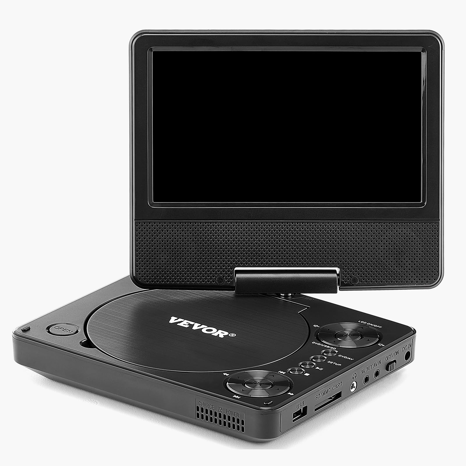 VEVOR Lettore DVD Portatile, Schermo HD Girevole da 7 pollici, Batteria Ricaricabile Integrata con Durata di 4 Ore, Altoparlante Doppio, Supporto Sincronizzazione TV/USB/Scheda SD/CD/DVD