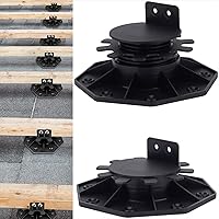 BGTLGIO 12-Pack Adjustable Deck Support Pedestals for Floating Decks - 1-3/16" to 2-3/8" Height, UV-Resistant Black Bases