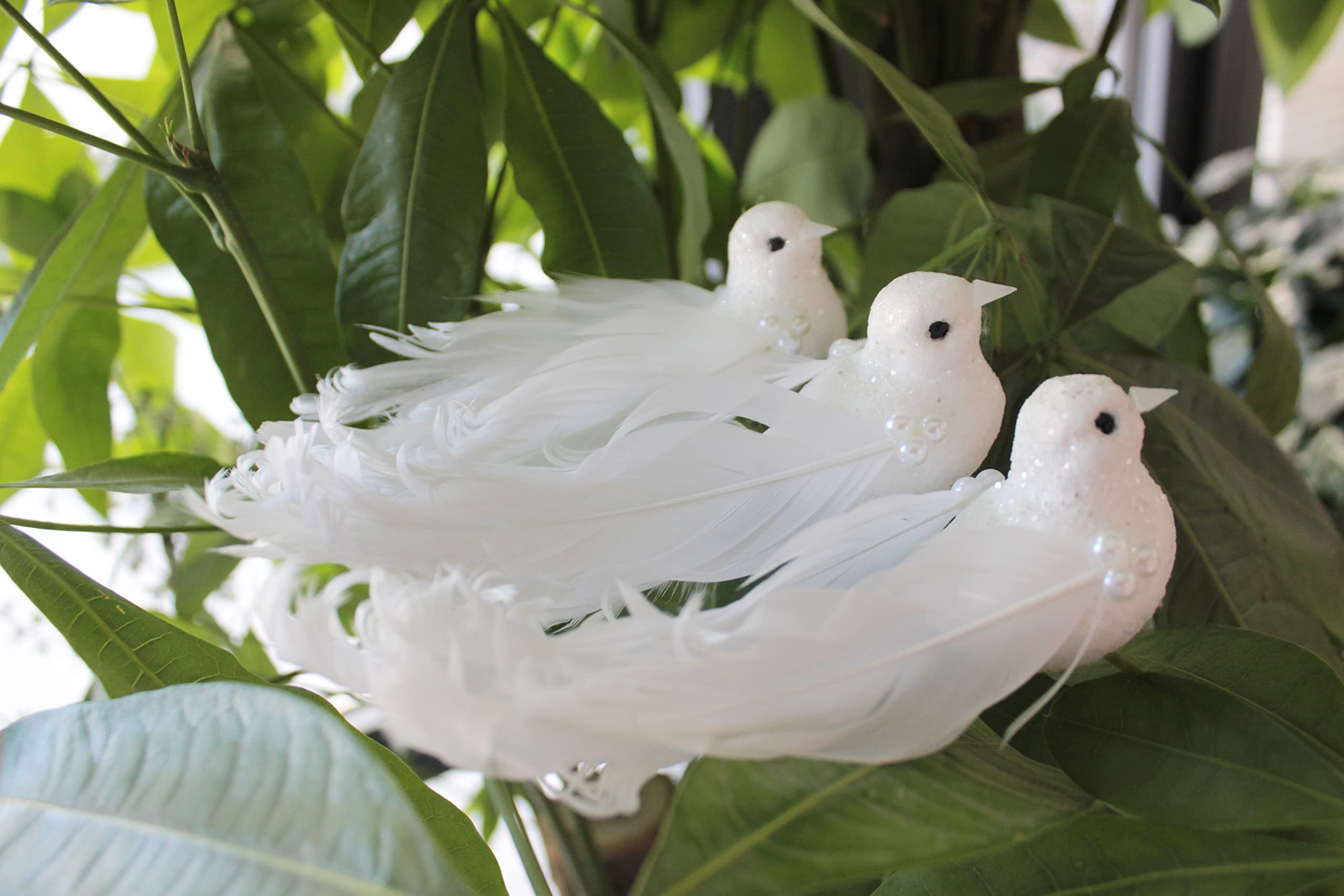 Amazon.co.jp: 人工白鳥 16パック 白い羽のミニ鳥 フォーム 人工