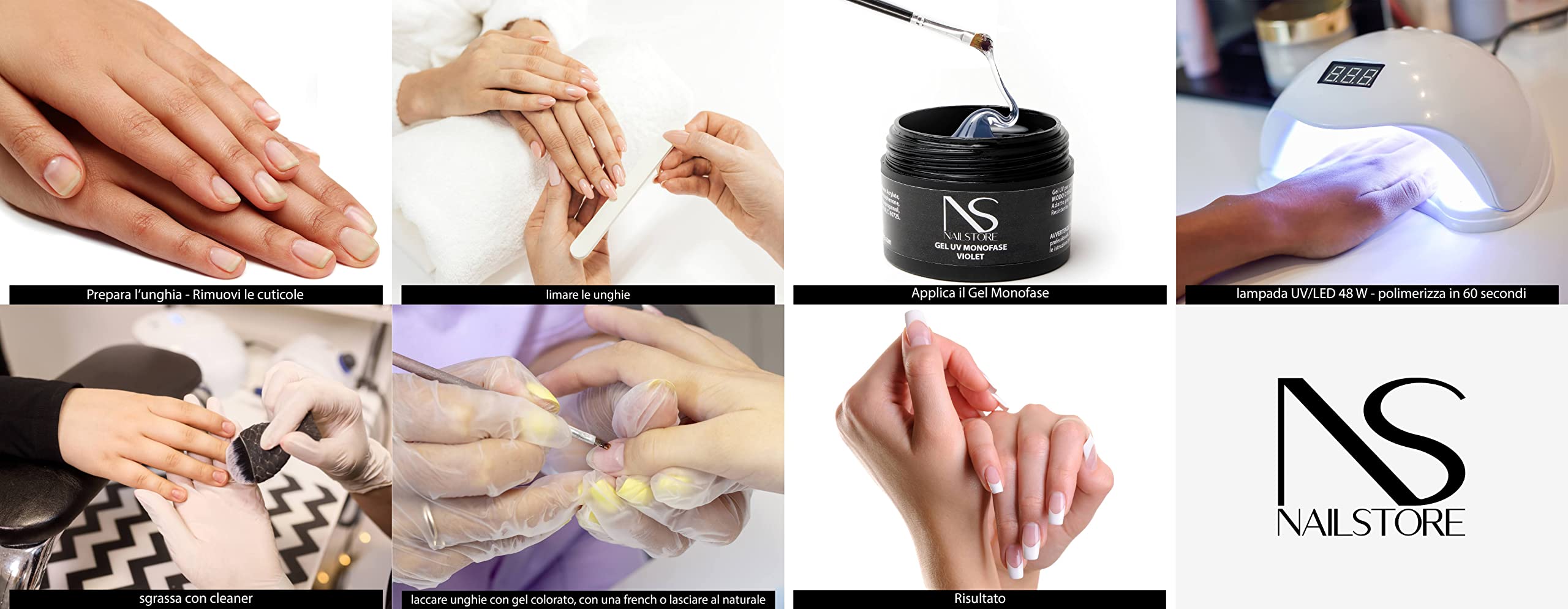 NAILSTORE - Gel UV Led Costruttore Monofasico Clear Violet Trasparente – evita l’ingiallimento unghie - media densità – autolivellante – adatto per ricostruzione unghie con cartine e per refill (30g)