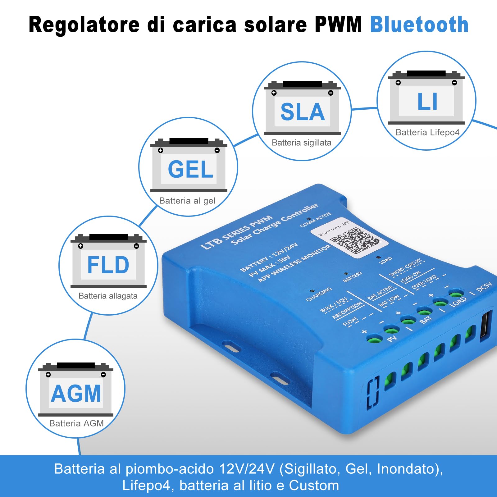 Pannello solare da 180 W, 12 V, pannello solare monocristallino, kit di cella solare: pannello solare da 180 Watt, con regolatore di carica solare Bluetooth da 20 A, cavo solare da 5 m, staffe