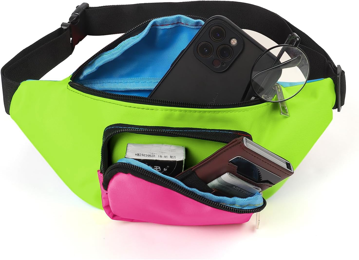 Neon Retro 80s Fanny Pack for Women Men Kids Belt Bags 80s Accessories 90s Costumes for Women Party Travel Festival Vintage Rave Accessories Plus Size Belt Bag - Image 4