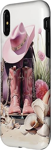 Miniatura 8 de iPhone 11 Pro Max Botas rosas y sombrero de vaquero  Funda floral de vaquera costera