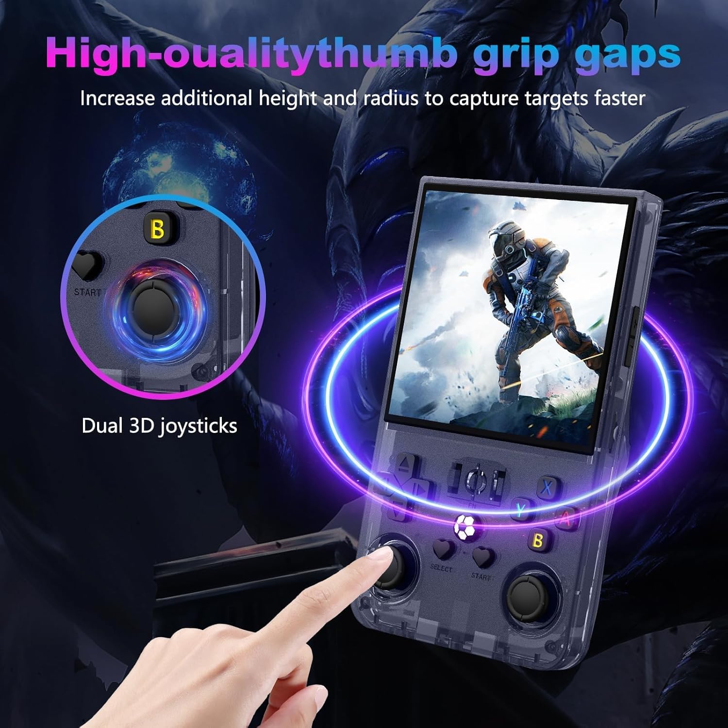 R36MAX Retro Handheld Game Console, 4.0 Inch 720x720 IPS Screen, 64GB Built-in 18,000+ Classic Game, Portable Hand Held Open Source Linux System, 4000mAh Battery Retro Gaming Console(Gray 64GB)