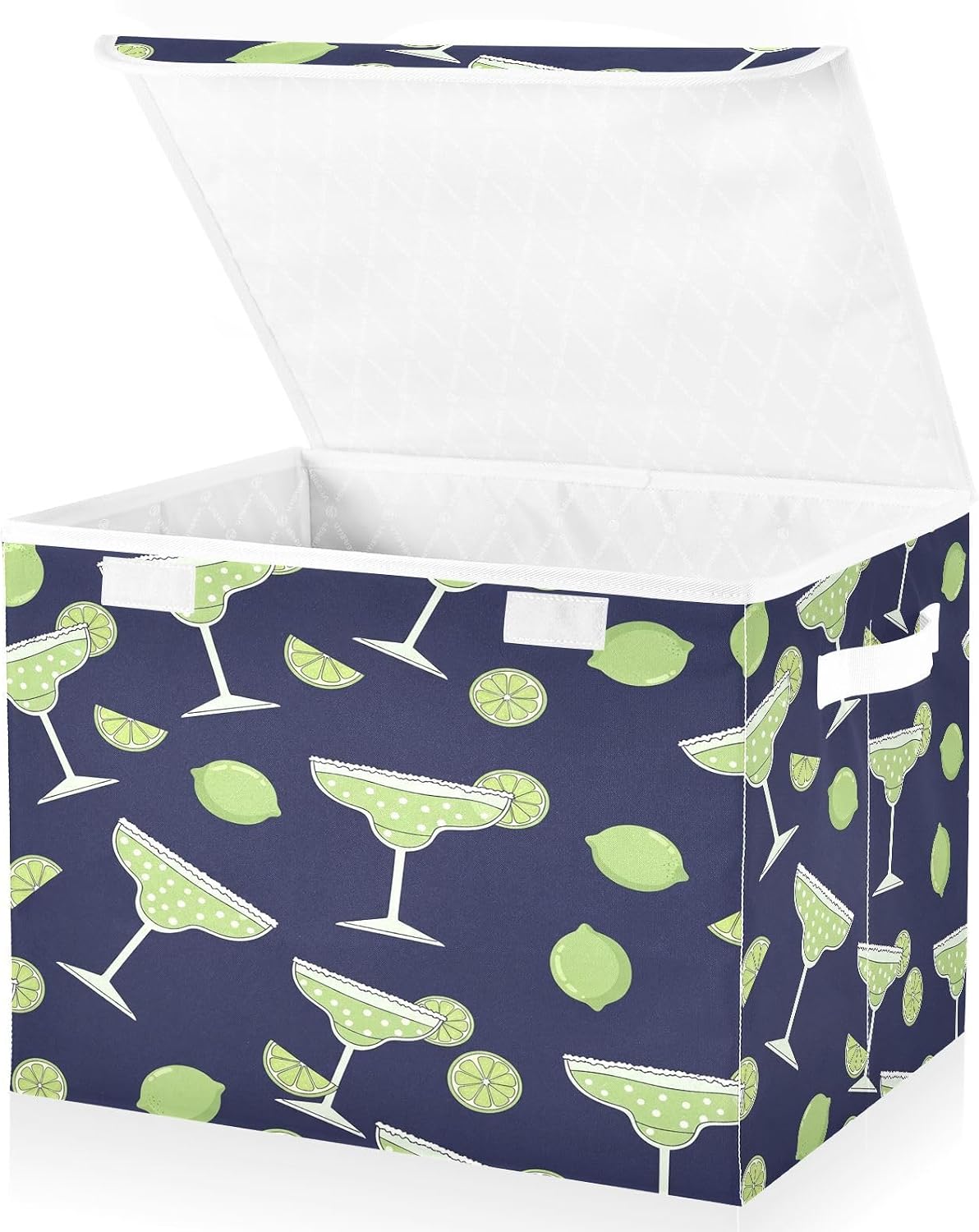 Margarita Glasses Lime Slices Storage Bins with LidsNavy Foldable Storage Basket with Handles Collapsible Large Fabric Organizer Containers for Clothes Shelves Closet Office Home