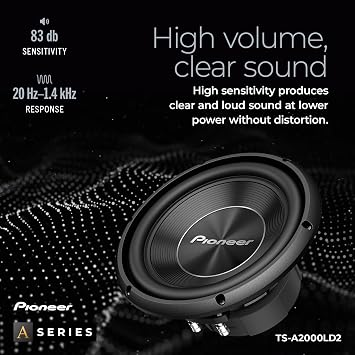 Pioneer A-Series TS-A2000LD2 8 Subwoofer 700W Max, Shallow-Mount Design, Deep Bass in Tight Spaces