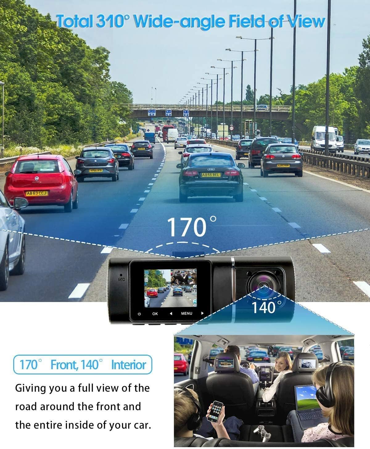 Total 310 degree wide-angle field of view with 170 degree front and 140 degree interior