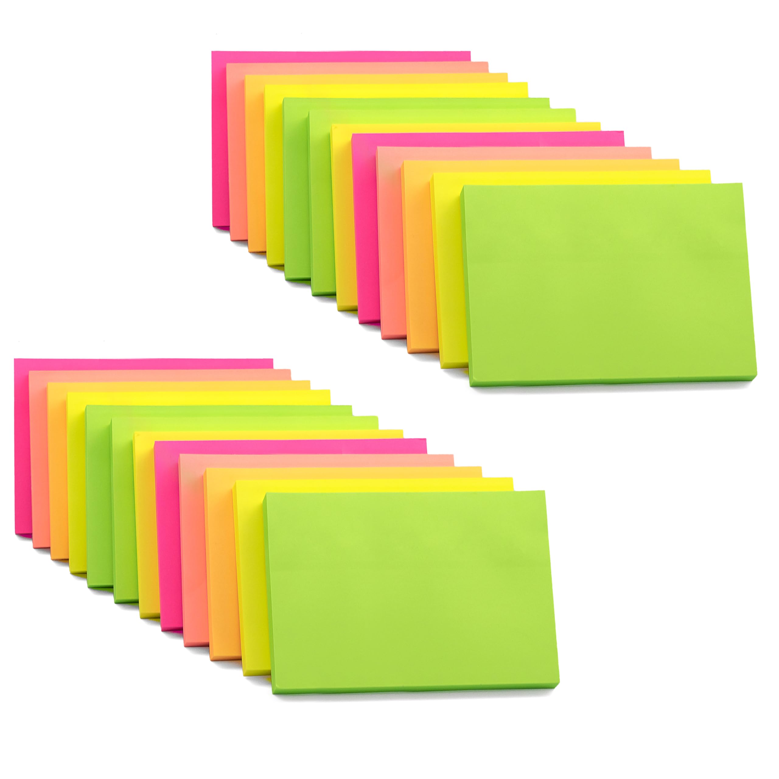 Evergreen Goods Ltd - Notas adhesivas brillantes para oficina, hogar y escuela, bloc de notas adhesivo extraíble (24 blocs, notas rectangulares grandes (127 mm x 76 mm)