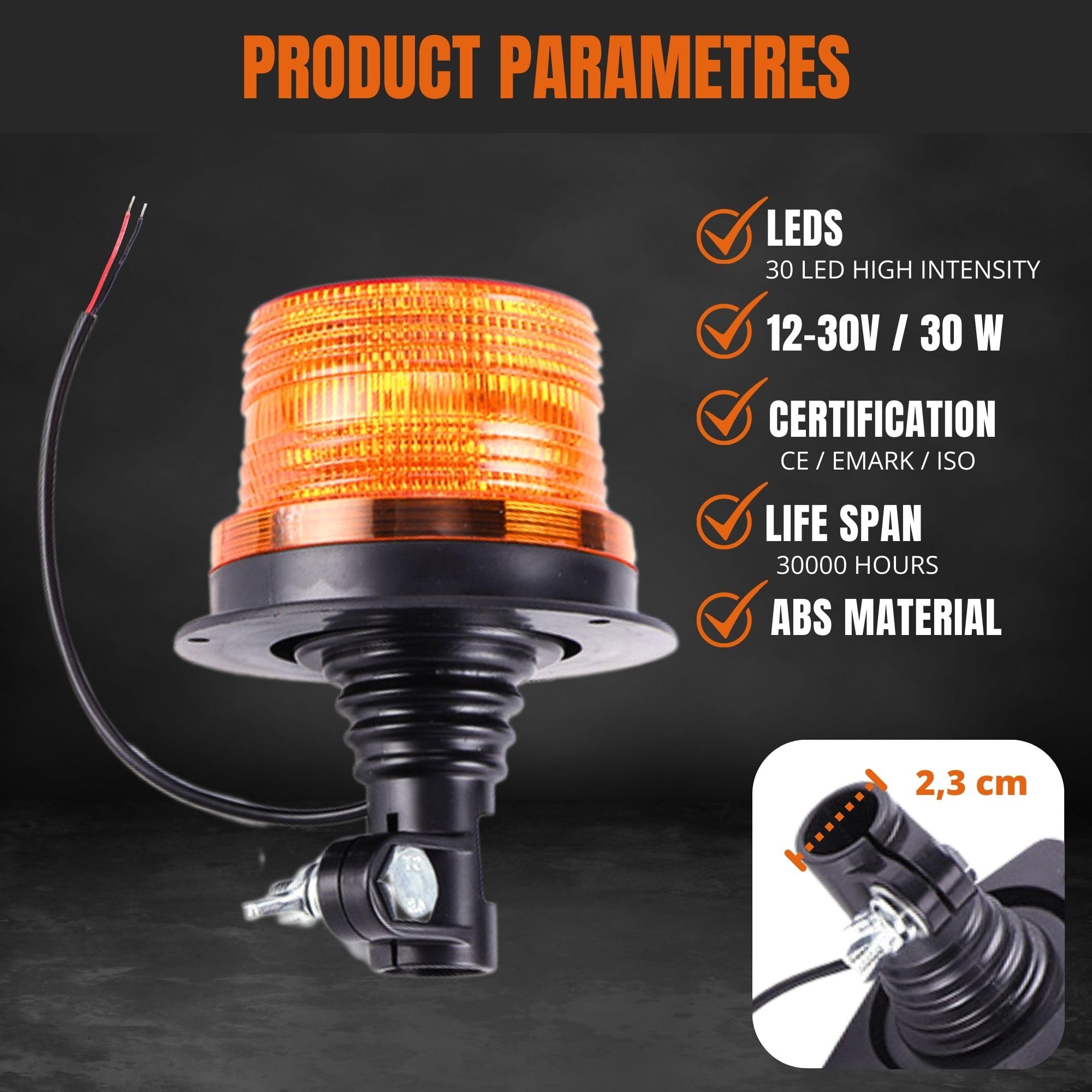 LED Luz Rotativa Tractores Vehículos Agrícolas DC10-30V