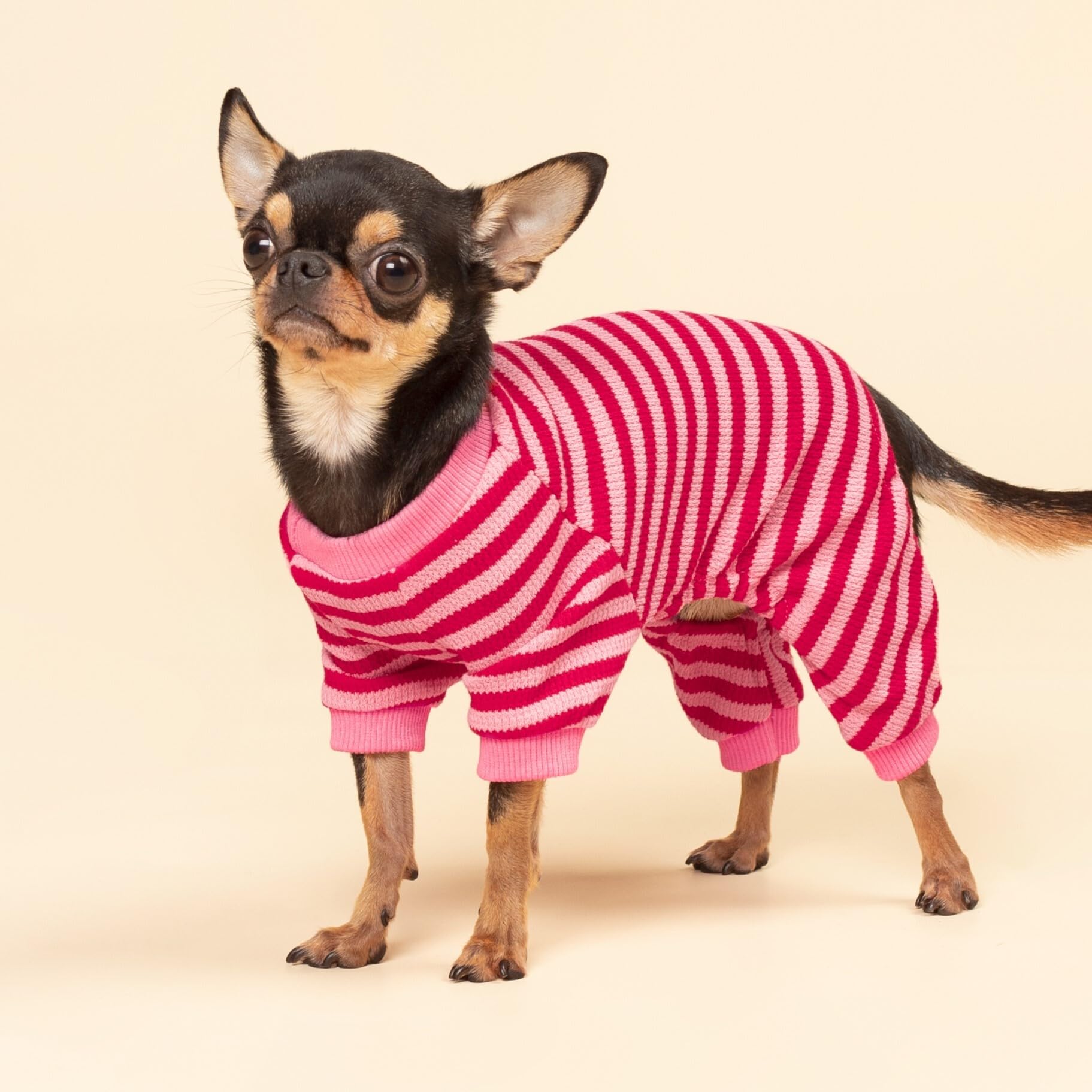 Amazon.com : Fitwarm Pink and Red Striped Dog Pajamas, Waffle Dog 