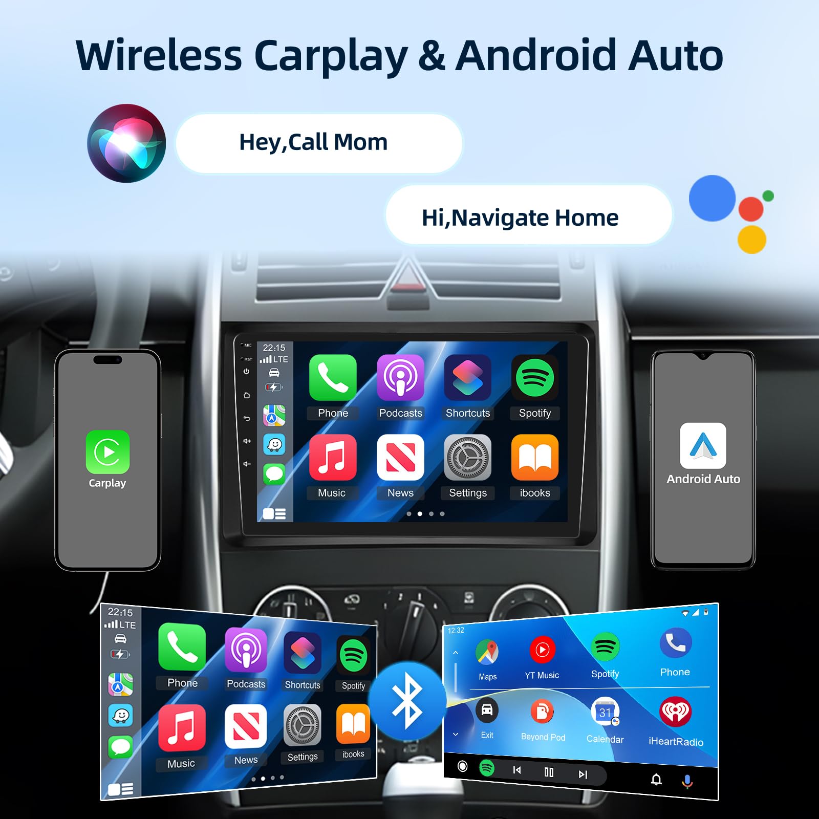 4G+64G Android Autoradio für Mercedes Benz Sprinter W906 W169 W245 W639 Vito Viano 2006-2011 mit Wireless Carplay & Android Auto, 9-Zoll Touchscreen mit GPS, WiFi, 32EQ, Bluetooth 5.0, FM/RDS Radio