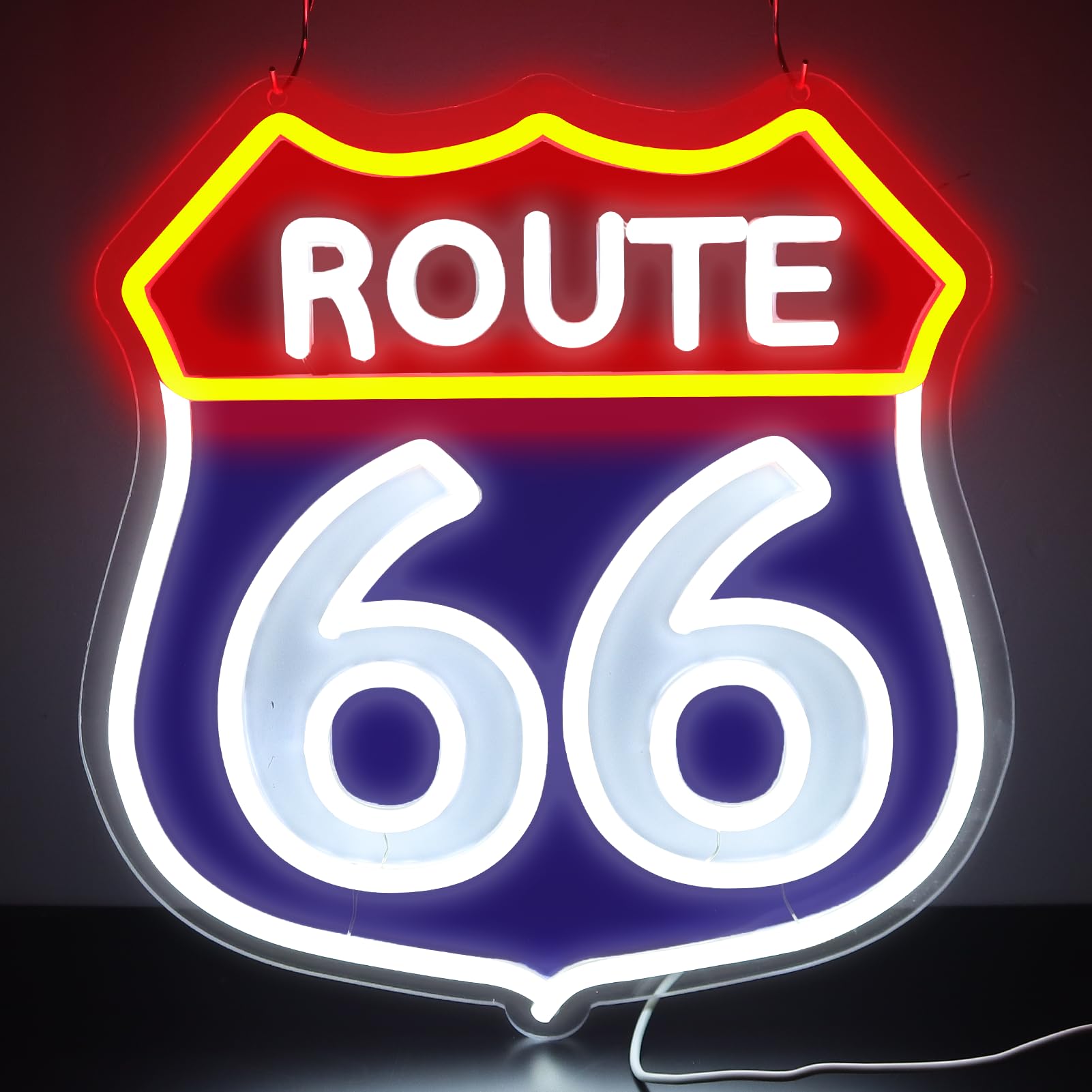 WittyRhE Route 66 Neon Signs,LED Vintage 66 Road Lights, Room