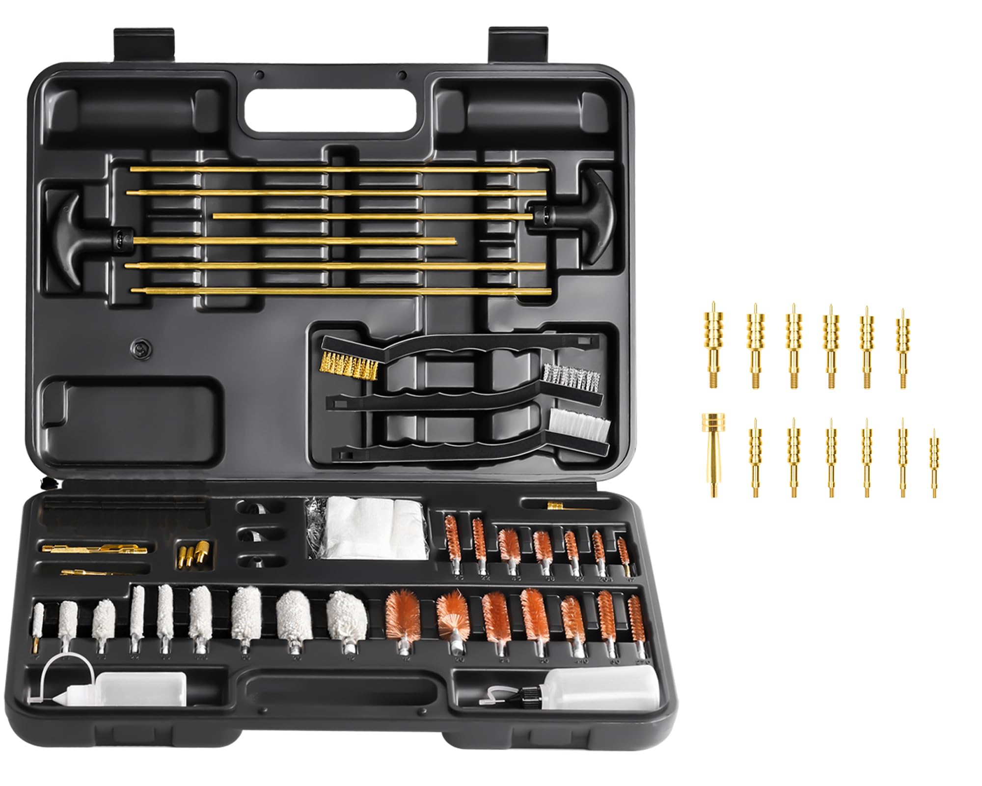 Universal Gun Cleaning Kit Hunting Handgun Shot Gun Rifle Cleaning Kit Maintenance Care Tools for All Guns with Case Travel Size Portable Brass Jag Set
