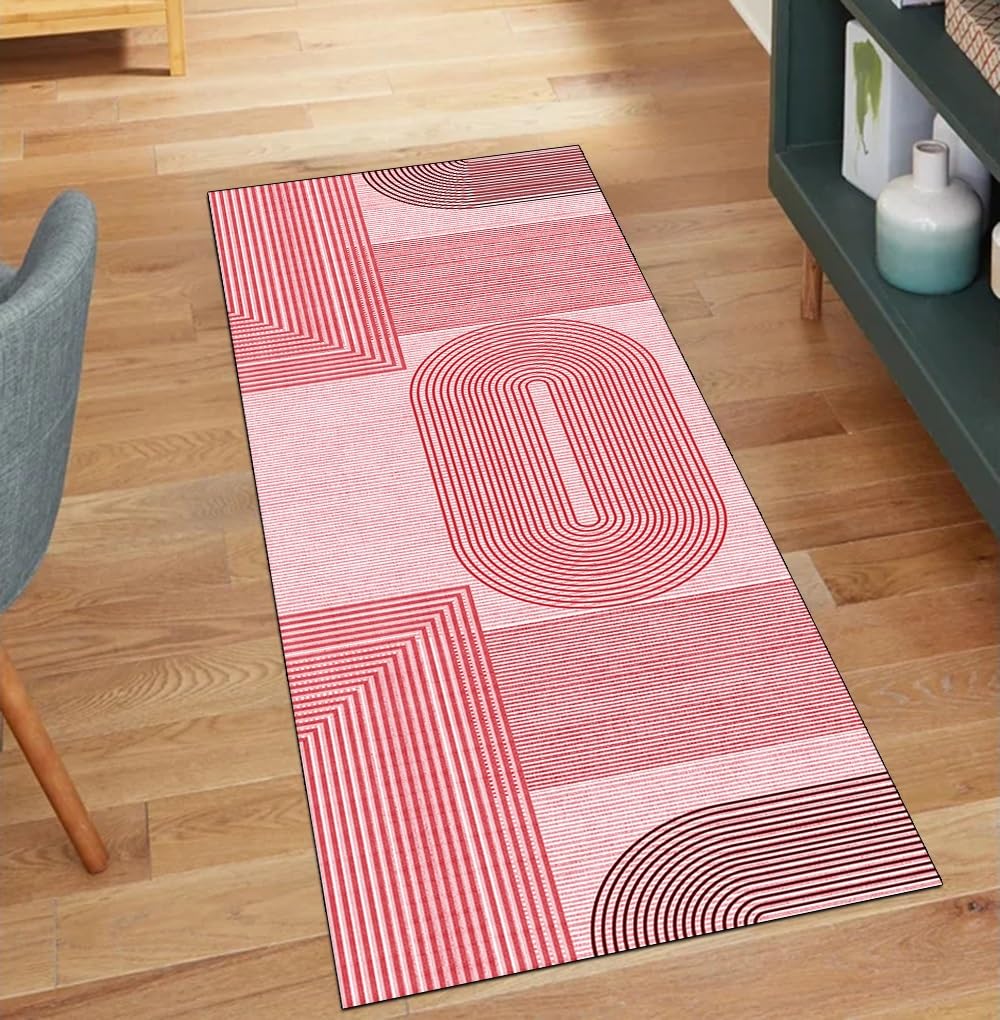 Alfombras modernas para pasillo en color rojo y tamaño de 100 x 160 cm