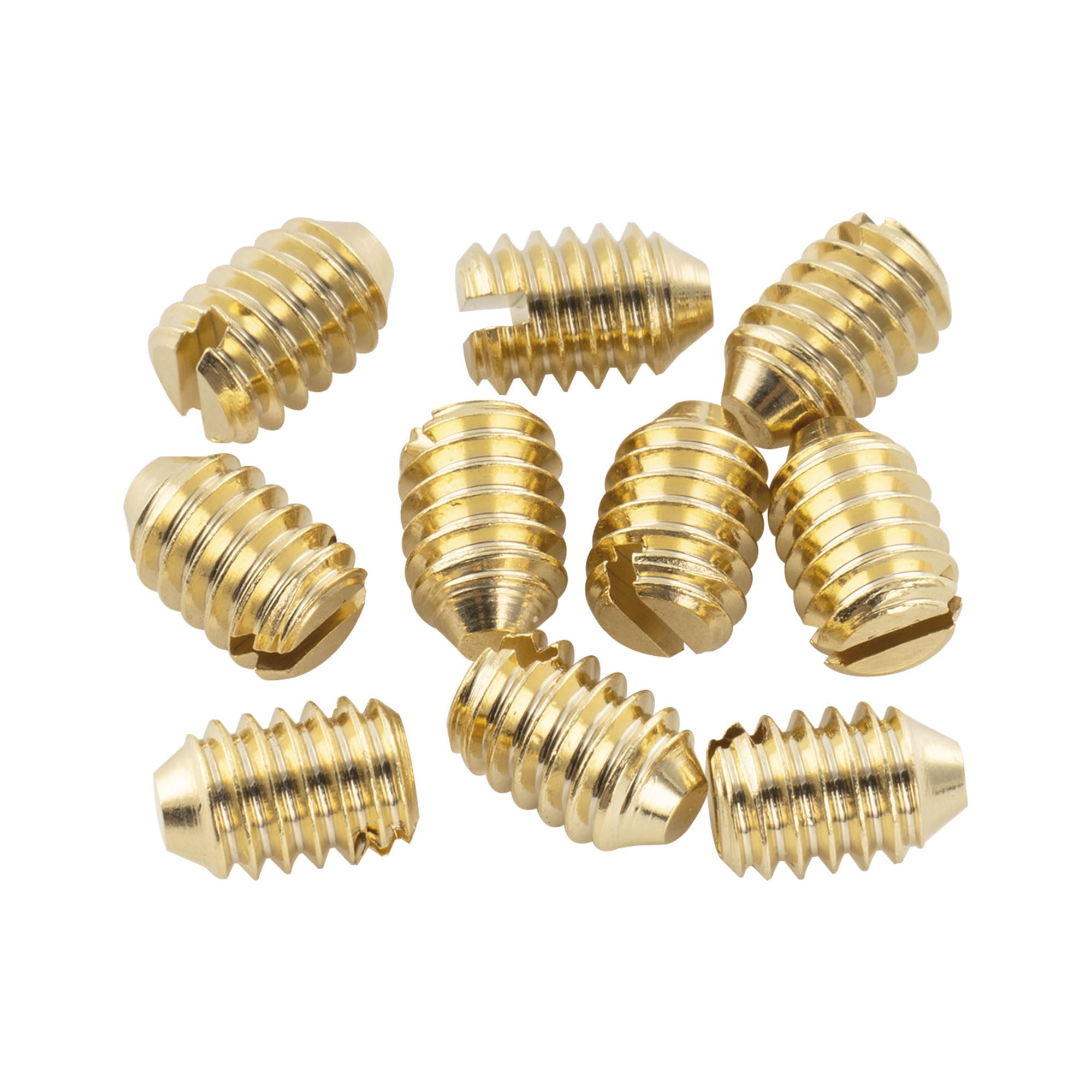 Musiclily Pro UNC#8-32X1/4 Inch Stainless Steel Slotted Cone Point Set Screws for Fender Tele Style Control Knobs Gold (Set of 10)