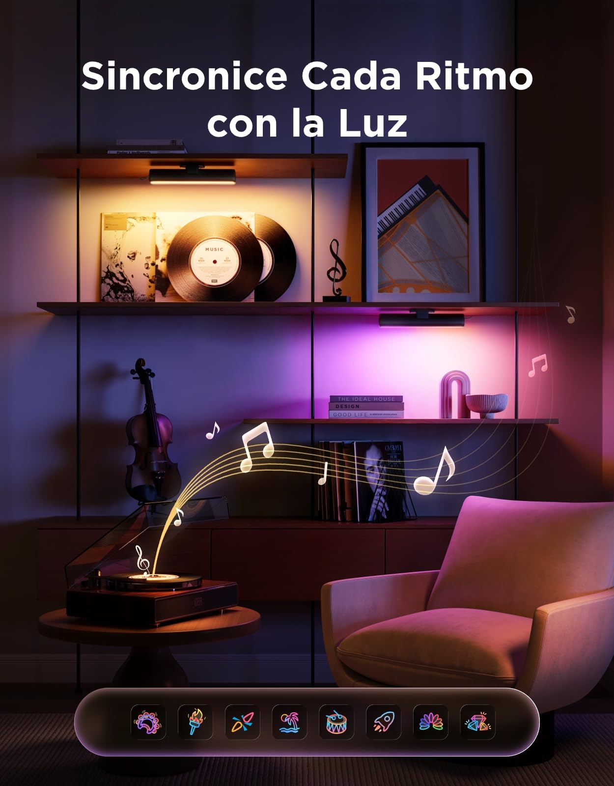 Govee Barras de luz LED Inteligentes, Compatible con Alexa, Matter, Negro | Retroiluminación RGBICWW para TV, Ambiente, Juegos con 64 Modos de Escena, Sincronización de Música, 3 Instalación