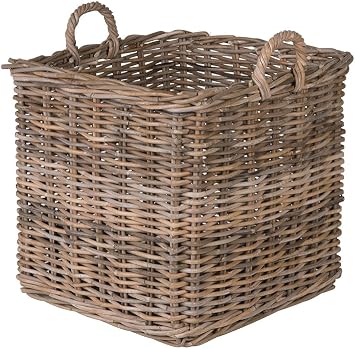 Kouboo Kobo Square Rattan Decorative Storage Basket and Planter, Medium Size, Gray