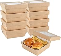 Vista 1 de Restaurantware Cafe Vision Cajas de postre de 27 onzas con ventana, 25 cajas resistentes para hornear, tapa desmontable, papel kraft resistente a