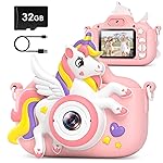 Kids Camera Toys Digital Camera for Girls Boys, Christmas Birthday Gifts for Kids Age 3-12, Selfie 1080P HD Video Digital Camera for 3 4 5 6 7 8 9 10 Year Old Girls with 32GB TF Card