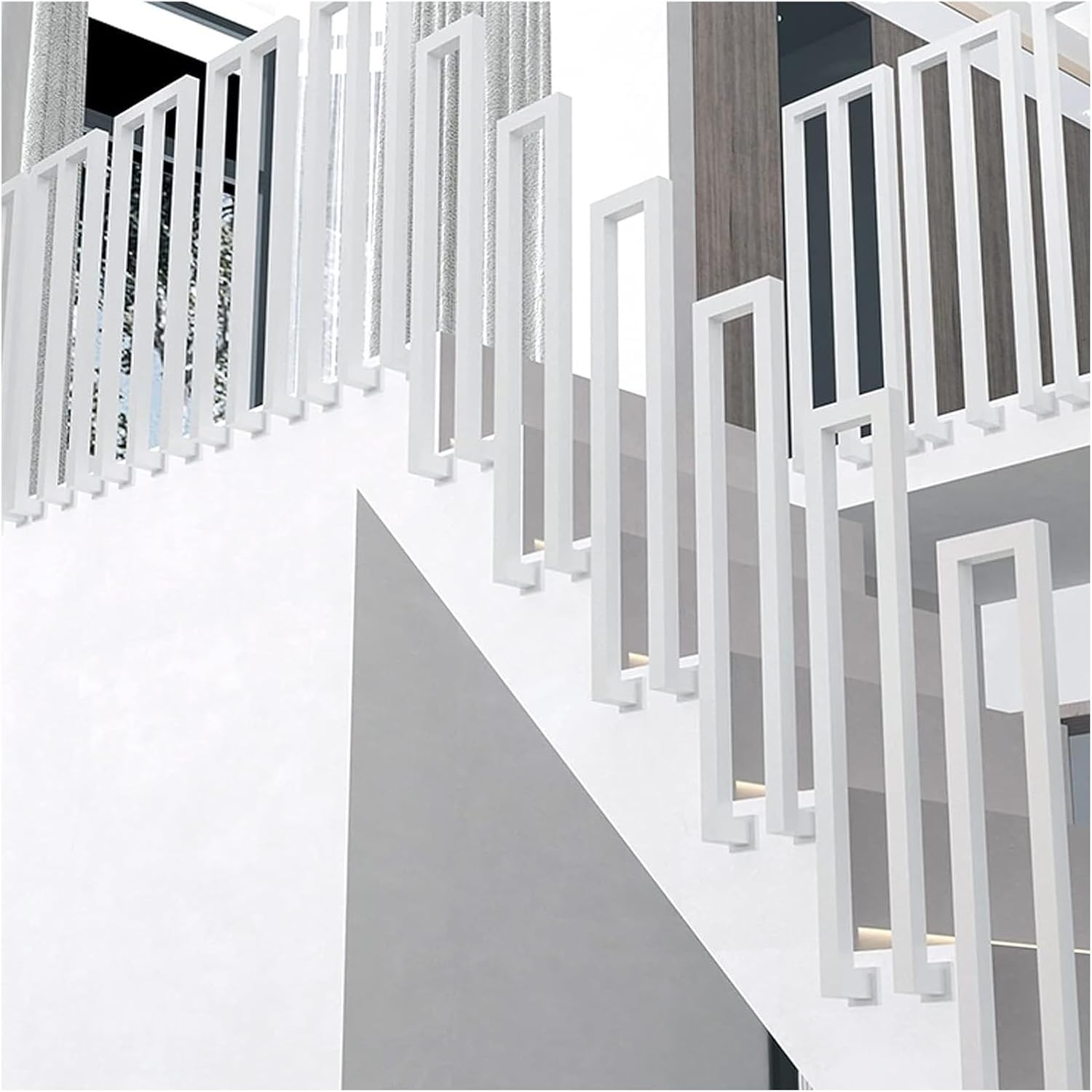 Stair Railing Metal Stairs Handrail Railing Wrought Iron U-Shaped Side ...