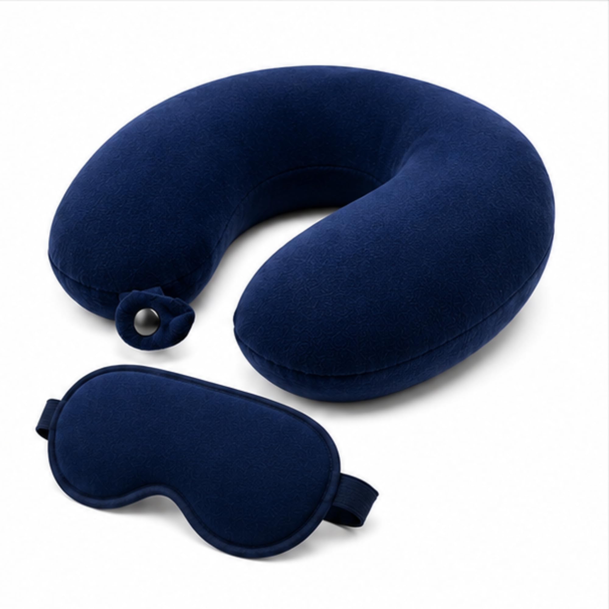 Govind Enterprises Dark Blue U Shape Travel Neck Pillow with Eye Mask | Soft Fiber Filled Neck Support Cushion with Button Closure | Comfortable Travel Pillow for Men & Women-image-12