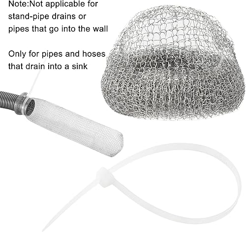 Miniatura 3 de 48 trampas de pelusa de acero inoxidable, trampas de pelusa para lavandería, filtro de manguera de malla para lavadora con 48 piezas de bridas para