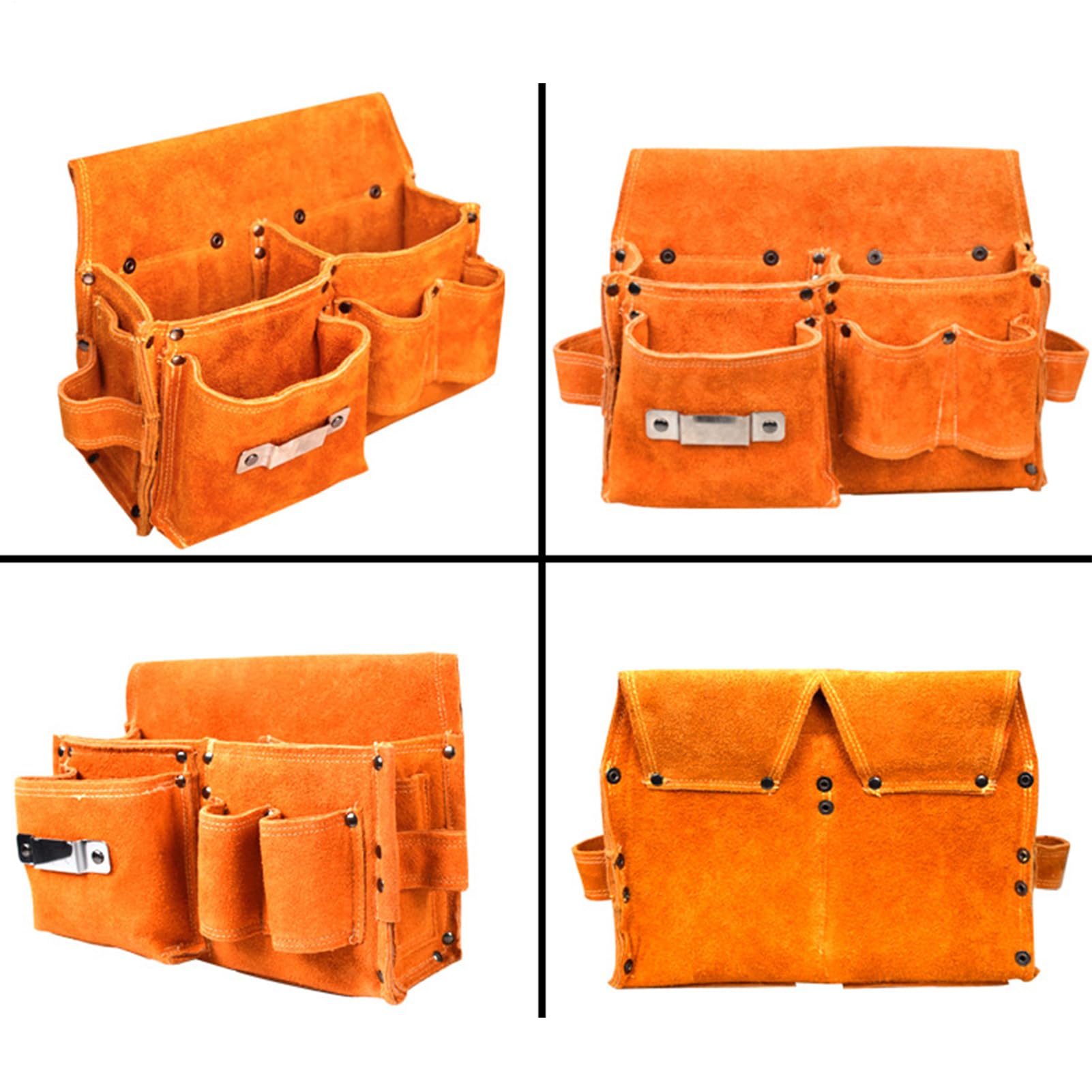 Sacs à outils robustes en cuir de vache pour homme | Pochettes multifonctions pour atelier, électricien, jardinage, mécanicien, camping, plombier