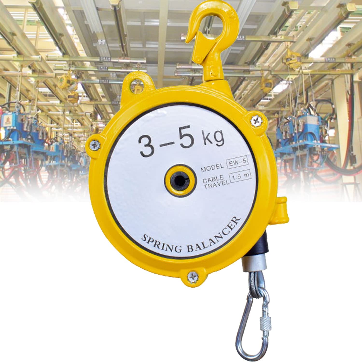 UZAMIRLEX Spring Balancer, Spring Balancer Retractable 1-3kg 3-5kg 5-9kg Alloy Hook 1.5m Wire Rope(3-5kg)