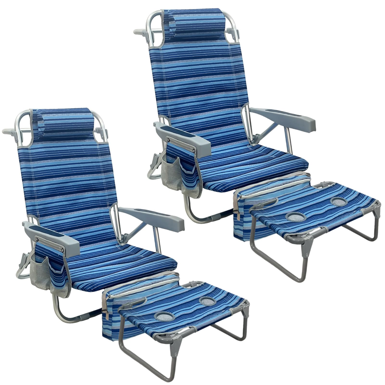 Backpack Beach Chair 2 Pack with Folding Camping Table