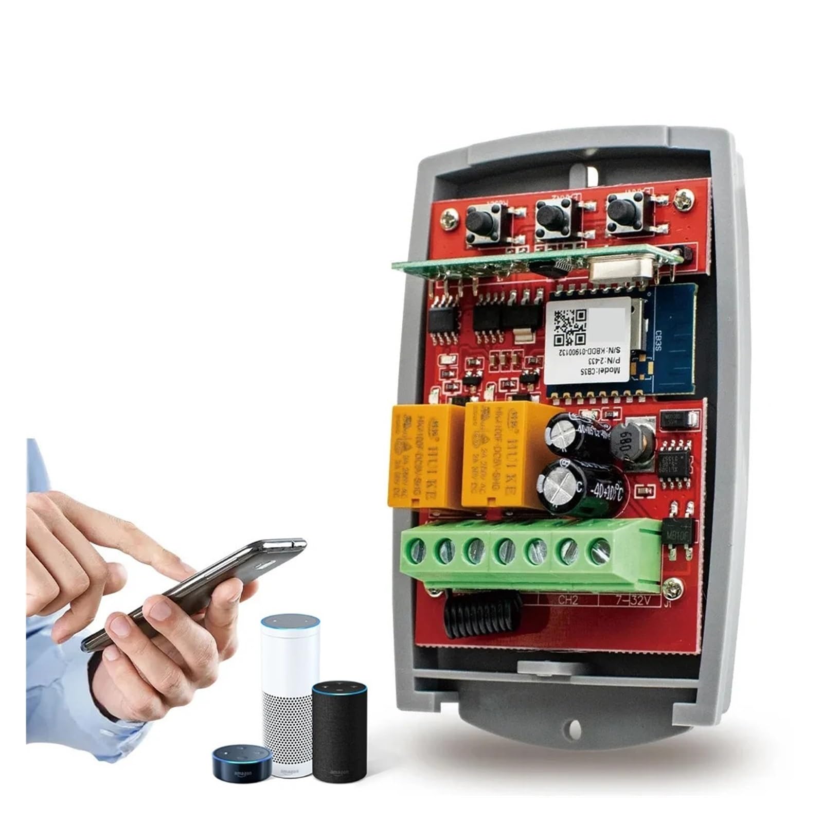 Kit Apricancello Elettrico Tuya Garage Apriporta Cancello Ricevitore 2ch 433mhz 433.92mhz Universale Fixed Rolling Code Multi Marca Controller Switch(DC 12V-24VX1-01)