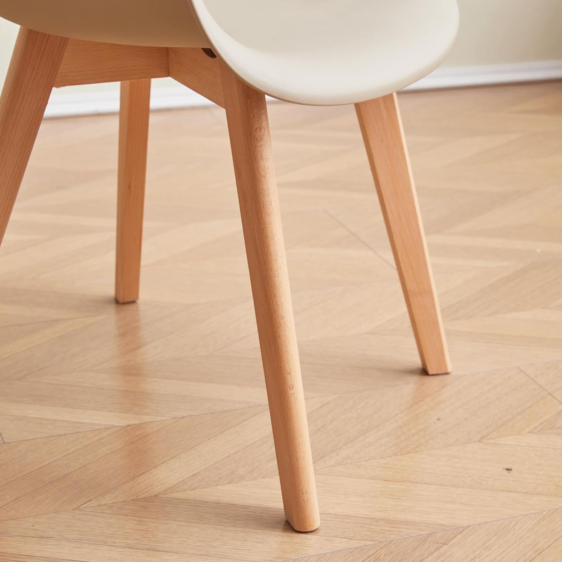 GrandCA HOME Set di 6 Sedie da Pranzo Sedie da Cucina Moderne con Gambe in Legno di Faggio, Poltrone per Sala da Pranzo, Soggiorno, Cucina, Beige