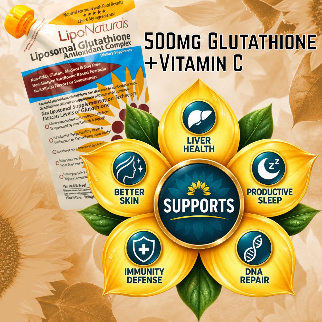 does vitamin c increase glutathione levels Lipo Naturals Liposomal Glutathione, Japan Source Natural Immunity Formula | 500mg Vegan Natural Liquid Formula + C, 30 Doses GHK-Cu 50mg ,100mg |