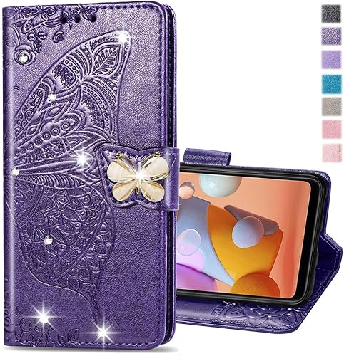 Compatible con Xiaomi Redmi Note 10 Pro Funda con purpurina con tarjetero y soporte de cuero Flip Wallet Diamond Butterfly Funda protectora a prueba disponible en Yaxa Peru
