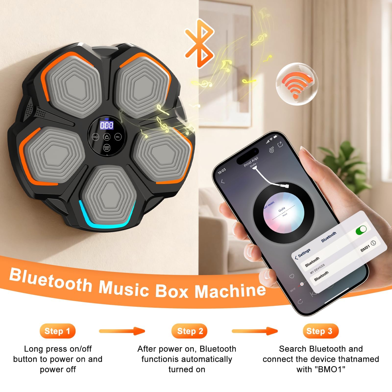 Máquina de Boxeo con Música para Niños – Máquina de Boxeo Electrónica con Música, Luces LED, 2 Pares de Guantes de Boxeo, 8 Velocidades y Función de Contador, Máquina de Boxeo Musical de Montaje en