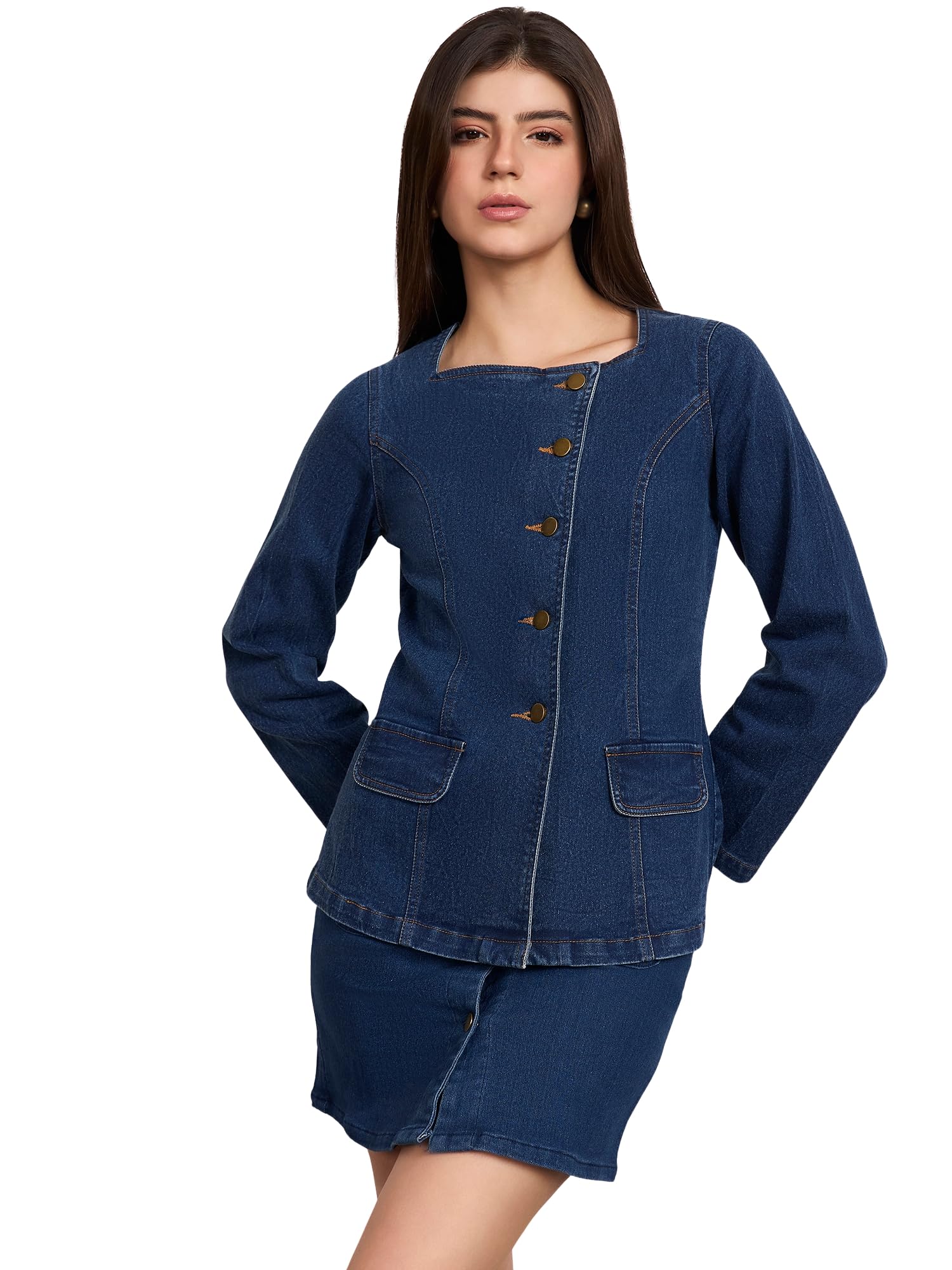 stylestone Women's Fitted Denim Blazer-picture-40