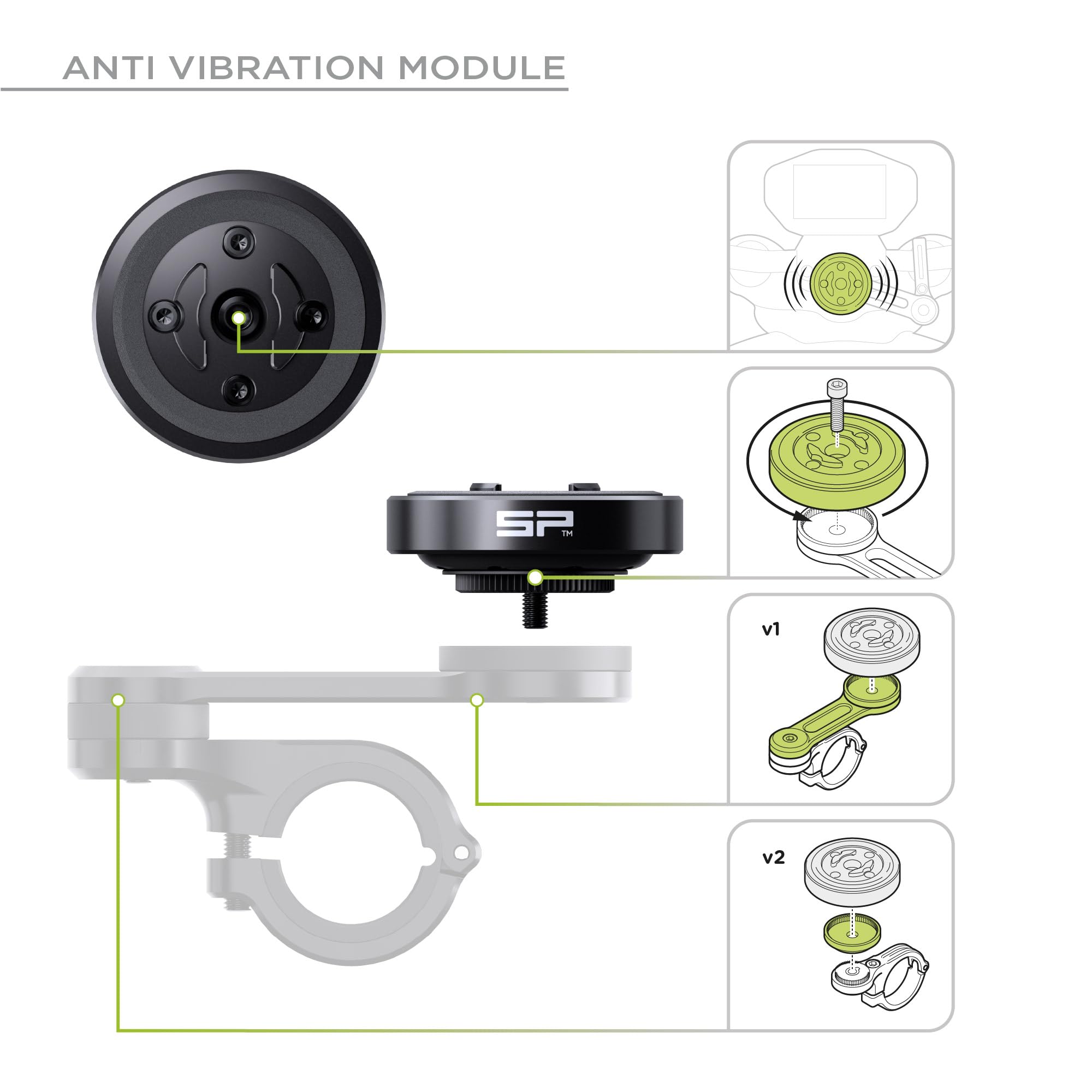 SP CONNECT Moto Bundle AVM Universal Phone Clamp | SPC+ | Handyhalter für Motorrad Bike Moped Roller | Gadget Halterung für Navi