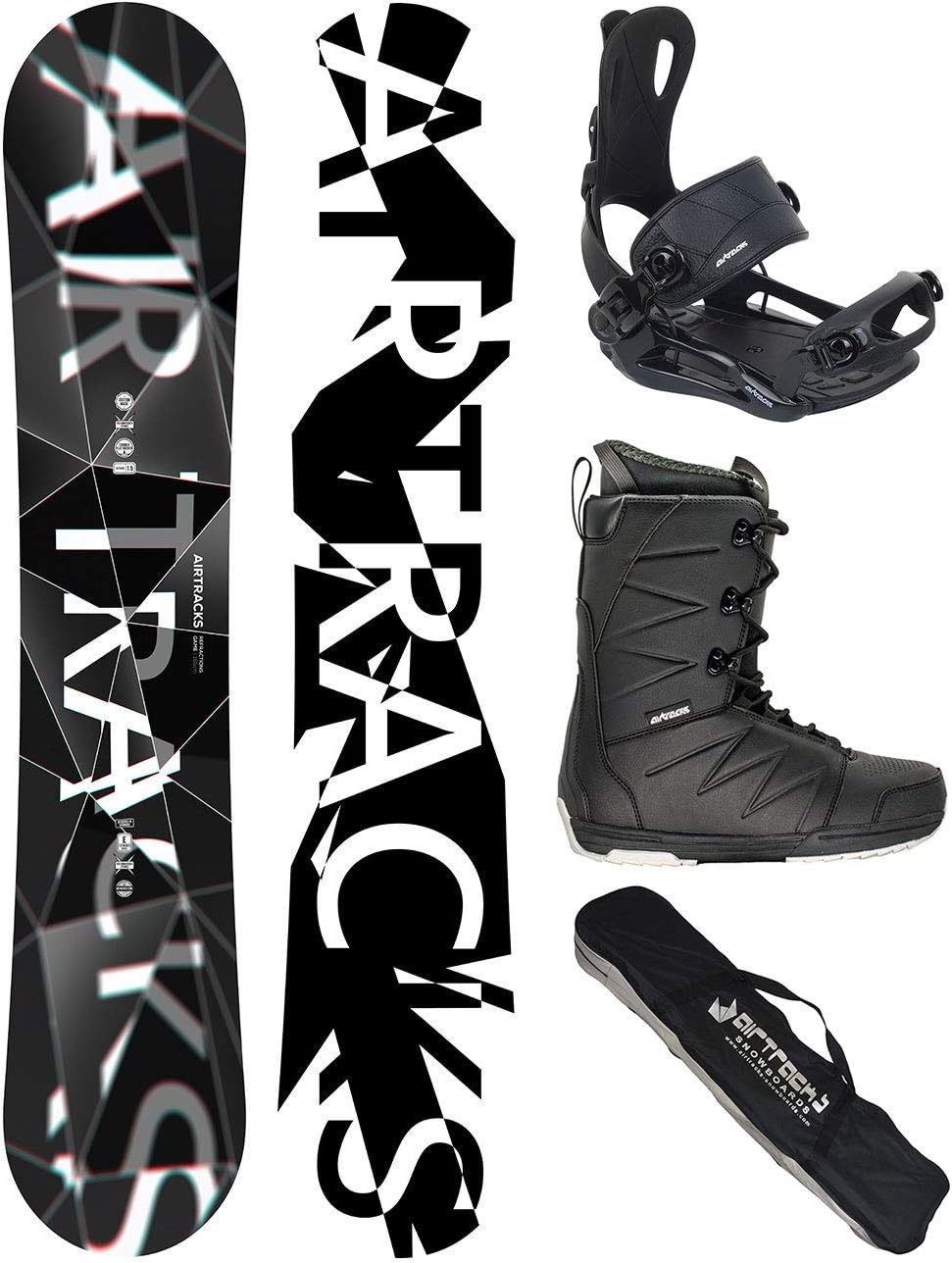 AIRTRACKS SNOWBOARD KOMPLETT SET/REFRACTIONS GAME WIDE + BINDING MASTER FASTEC + BOOTS + SB BAG / 159 161 165 168 171/ cm