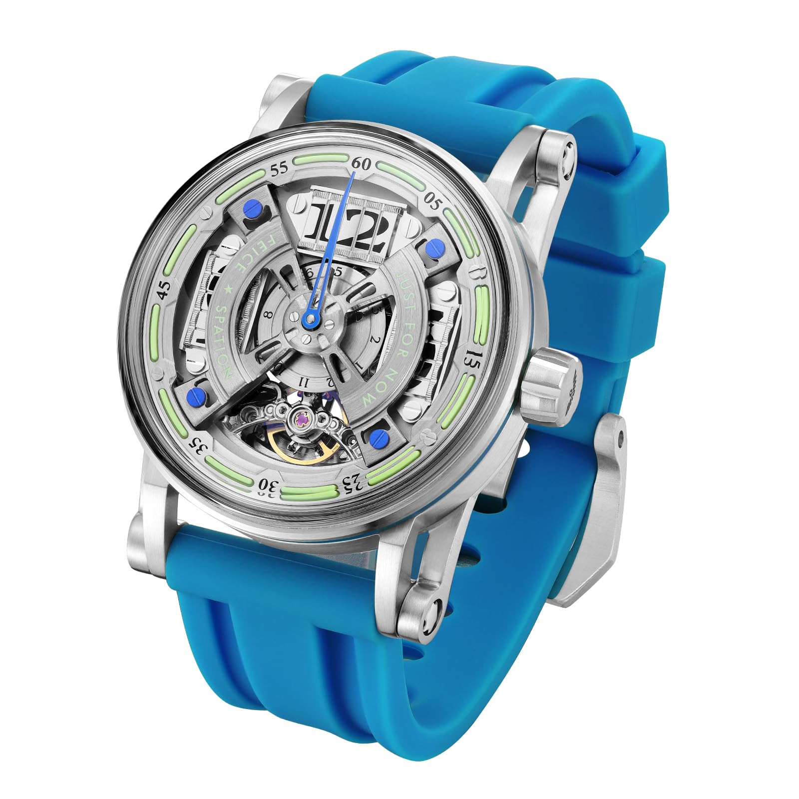 FEICE Skelett Automatik Analog Herrenuhr mit Silikonarmband aus Edelstahl Ø44 mm FM501