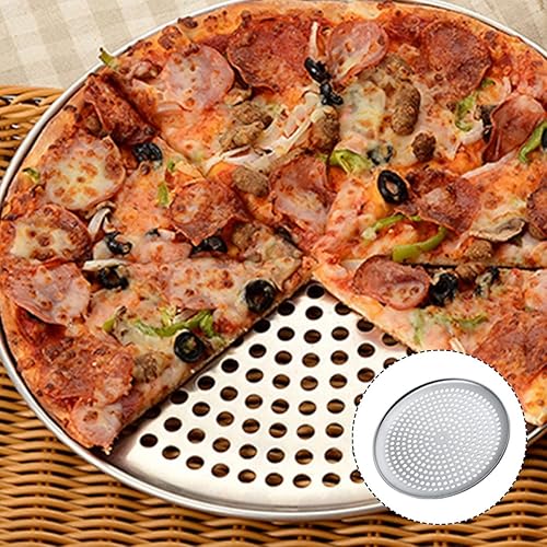 Miniatura 2 de Cabilock Bandeja de pizza para horno, bandeja de pizza con agujeros, bandeja de pizza de acero inoxidable para horno, bandeja redonda para hornear
