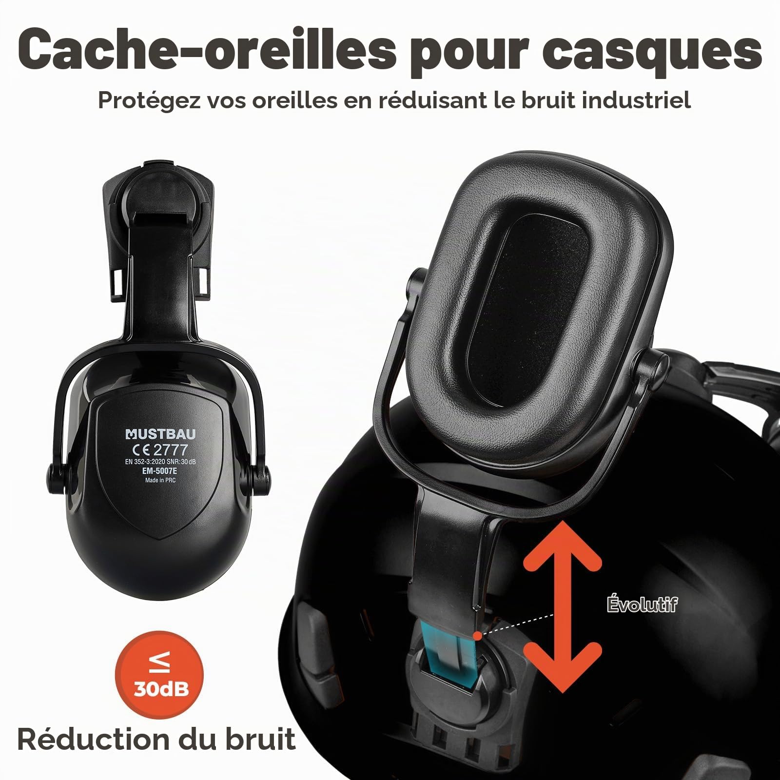 Casque de Sécurité pour Tronçonneuse, Casque de Protection avec Coquilles Antibruit et Visière en Maille, 53 à 63 cm Tour de Tête Réglable Convient pour Forestière, Chantier, Travail
