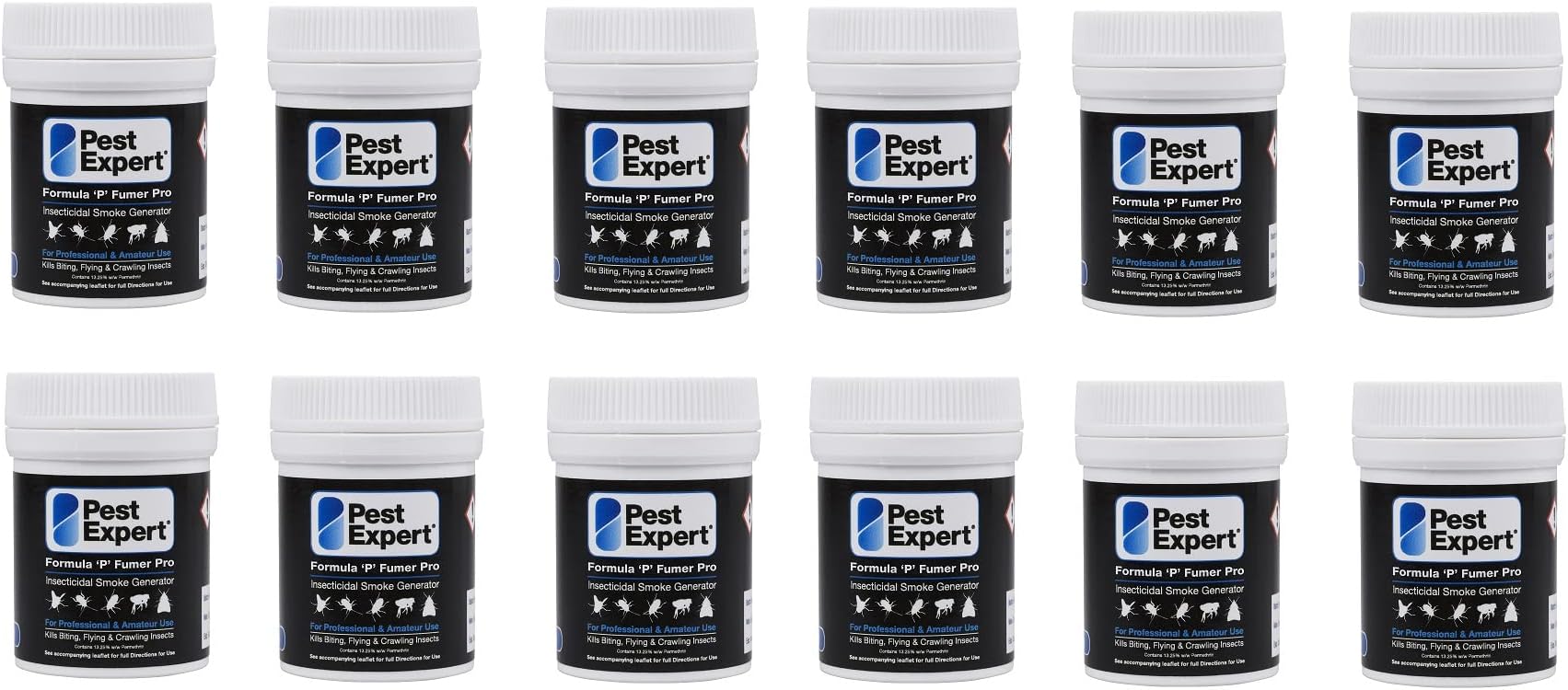 Pest Expert Flea & Cluster Fly Killer Smoke Bombs 12 x 7g Formula 'P' Pro Flea Fumers (HSE