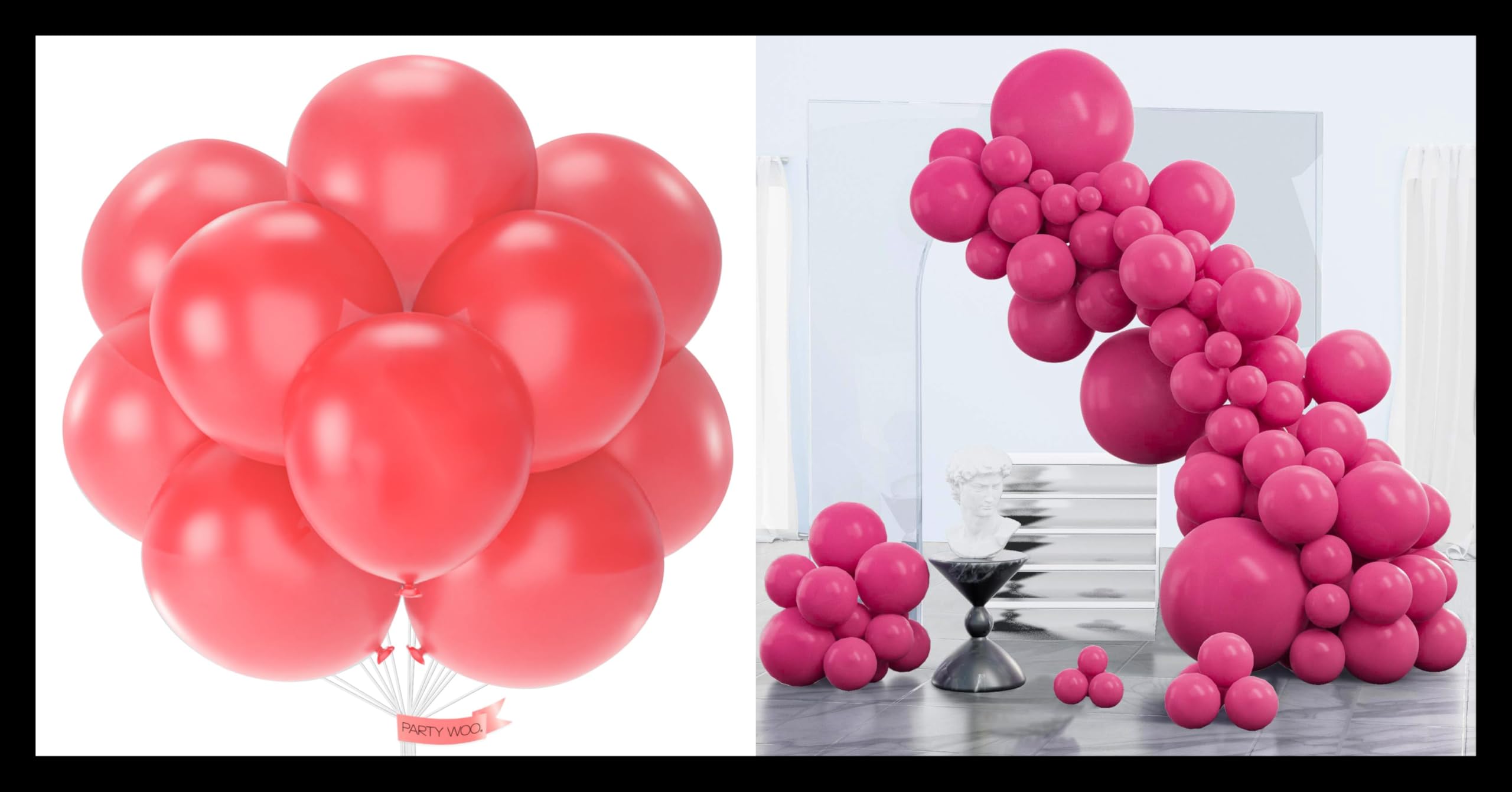 PartyWoo Watermelon Pink Balloons 20 pcs and PartyWoo Magenta Balloons 85 pcs