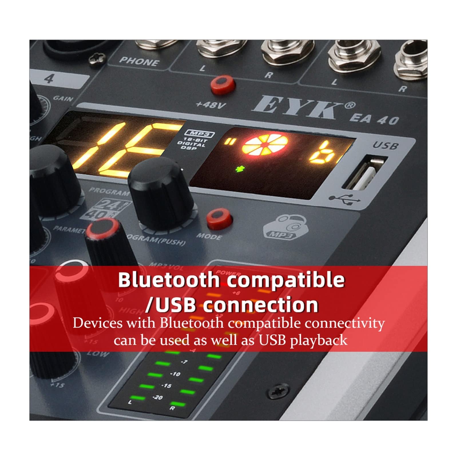 Attrezzatura per DJ per Feste 4 canali Console di miscelazione 3band 16 dsp Effetto USB Karaoke Professionista di Record di Gioco Compatibile con Bluetooth DJ Mixer Audio