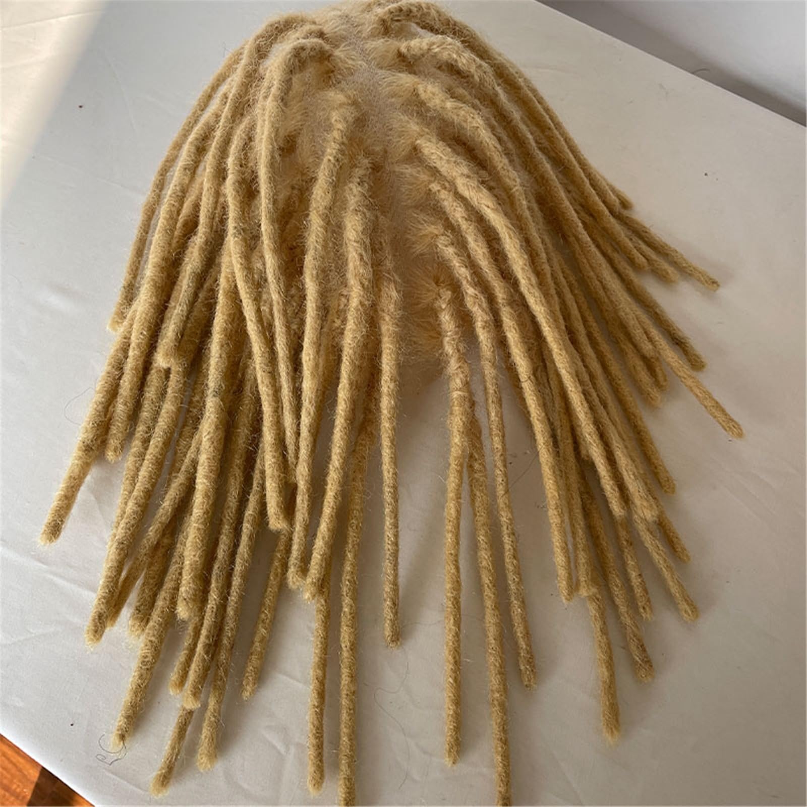 Peruka do włosów dla mężczyzn Pełna koronkowa podstawa Afro Przedłużenia dredów Tupecik dla mężczyzn i kobiet Loc 0,6 cm Ludzkie włosy System włosów dla mężczyzn(1B,12 inch)
