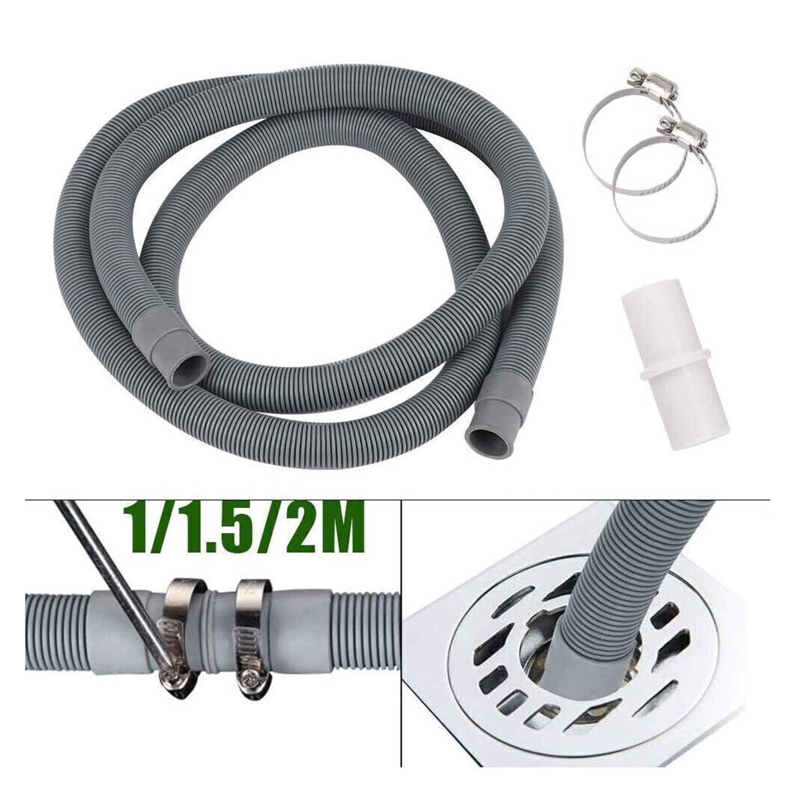 Kit De Tubo De Extensión De Manguera De Desagüe for Lavadora Y Lavavajillas Gris(2m)