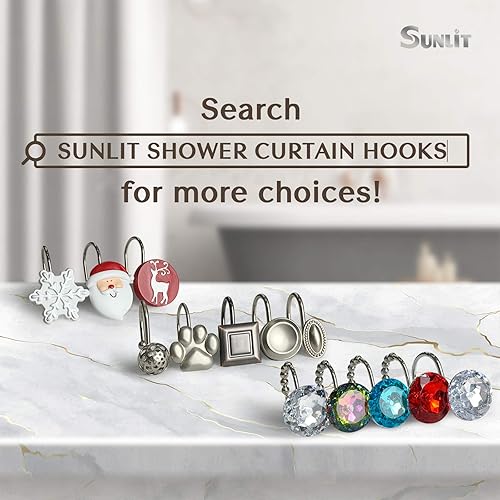Miniatura 6 de Sunlit Ganchos para cortina de ducha de Navidad, anillos plateados para cortina de ducha, resina, decoración blanca de Navidad, decoración de baño